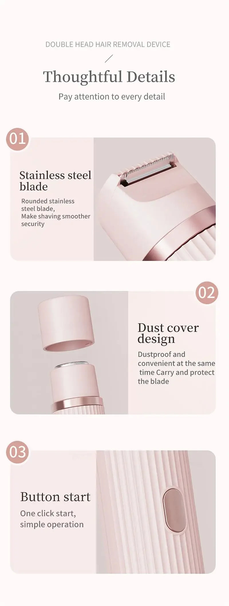 Electric Razors for Women Waterproof  Bikini Trimmer Face Shaver for Underarms Legs Ladies Body Trimmer Hair Removal Pink Purple