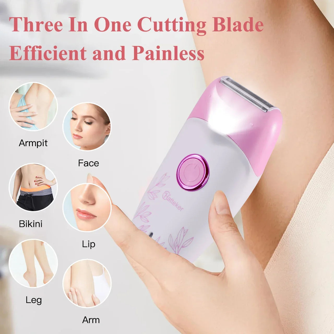 Hatteker Electric Epilator for Women Facial Body Hair Removal Machine Legs Depilatory Tool for Skin Care Razor Shaver