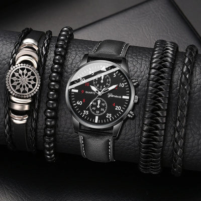 New Hip Hop Mens Fashion Watches Luxury Male Clock Wristwatch Sport MensWrist Watch Bracelet Set Relogio Masculino