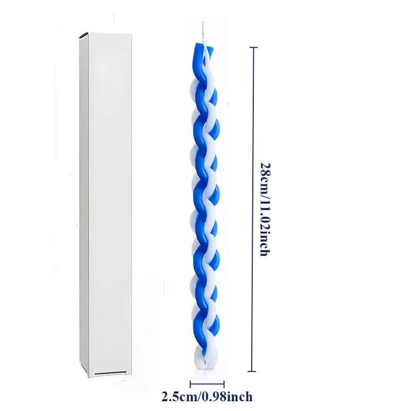 1PACK White and Blue Braided Candle Havdalah Candle Lighting Shabbat Candles Handcrafted Candles Judaica Gift