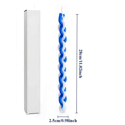1PACK White and Blue Braided Candle Havdalah Candle Lighting Shabbat Candles Handcrafted Candles Judaica Gift