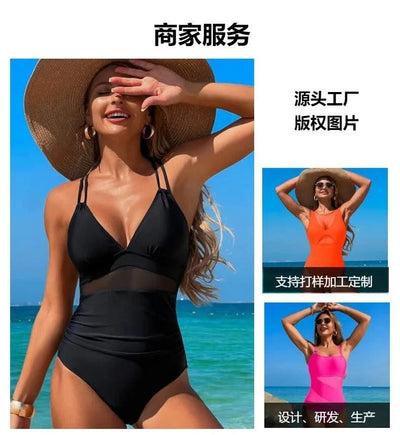 Tight Swimsuit for Women with a Sense of Luxury, Conservative Huludao One-piece Swimsuit, Ins Style, Concealing Flesh and