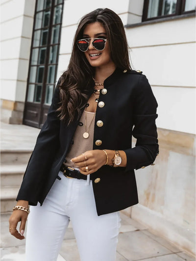Women's Blazers Long-sleeved Suit Tops Fashion Slim Buttons Casual Sblazer Street Office Coats for Female