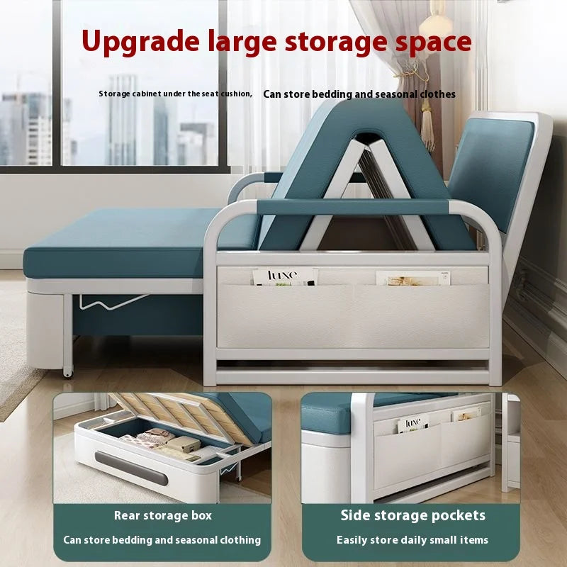 Wide 108cm Single person Bed Apartment Bedroom Living Room Folding 5cm sponge+2cm latex Telescopic Home Sofa Bed Dual-Purpose