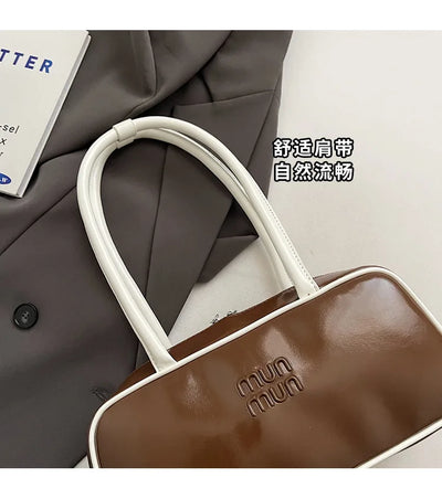 Designer Bowling Tote Women's Oversized Shoulder Bag, High-Capacity Office Handbag, Fashionable Minimalist Crossbody Purse