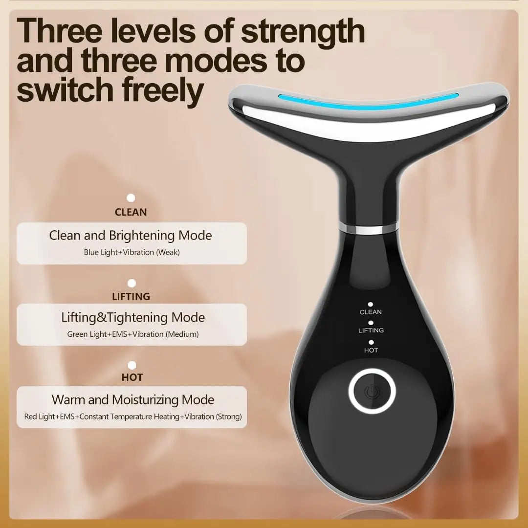Neck Beauty Instrument with Base Microcurrent Facial Massager LED Photon Skin Rejuvenation Neck Face Skin Care Tool for Wrinkle
