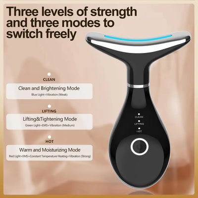 Neck Beauty Instrument with Base Microcurrent Facial Massager LED Photon Skin Rejuvenation Neck Face Skin Care Tool for Wrinkle