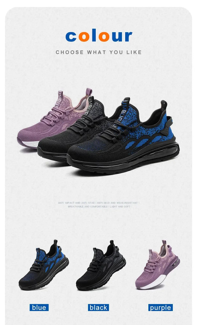 Non Slip Lightweight Breathable Sneakers for Women Steel Toe Indestructible Safety Shoes Anti-puncture Protection Safety Shoes