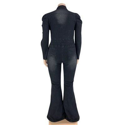 Full Length Overalls Women Jeans Bleached Washed Denim Mid Waist Jumpsuits Single Breasted Sashes Spliced Vintage Casual