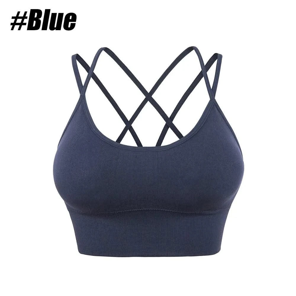 Women Strappy Sports Bras Padded Fitness Yoga Vest