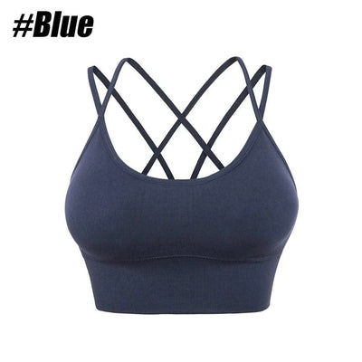 Women Strappy Sports Bras Padded Fitness Yoga Vest
