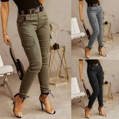 Fashion New Slim Fit Pencil Pants Women Streetwear Solid Casual Trousers Women Joggers Pockets Cargo Pants Female Pantalon 26211