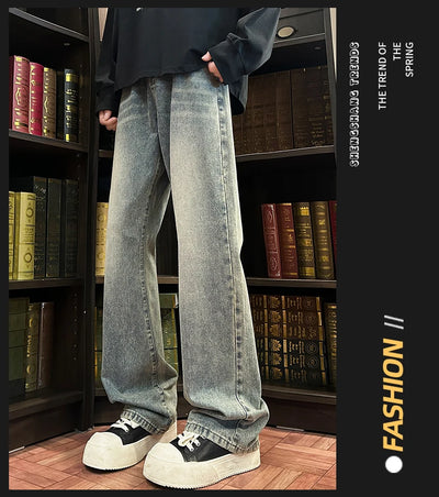 Autumn New Men's Jeans Baggy Straight Wide Leg Male Fashion Vintage Denim Pants Men Youth Popular Brand Streetwear Jean Trousers