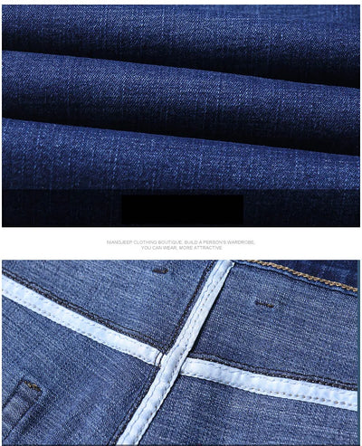 Men Fashion Straight Jeans Men 2024 New Stretch Slim Fit Pants Comfortable Soft Business Denim Trousers Male Brand Clothing