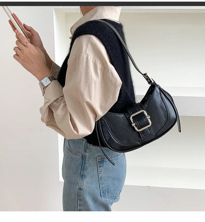 Fashion Handbags For Women Half-moon Leather Hasp lady Shoulder Crossbody Bag Luxury Designer Ladies Underarm Bags Hobo coffee