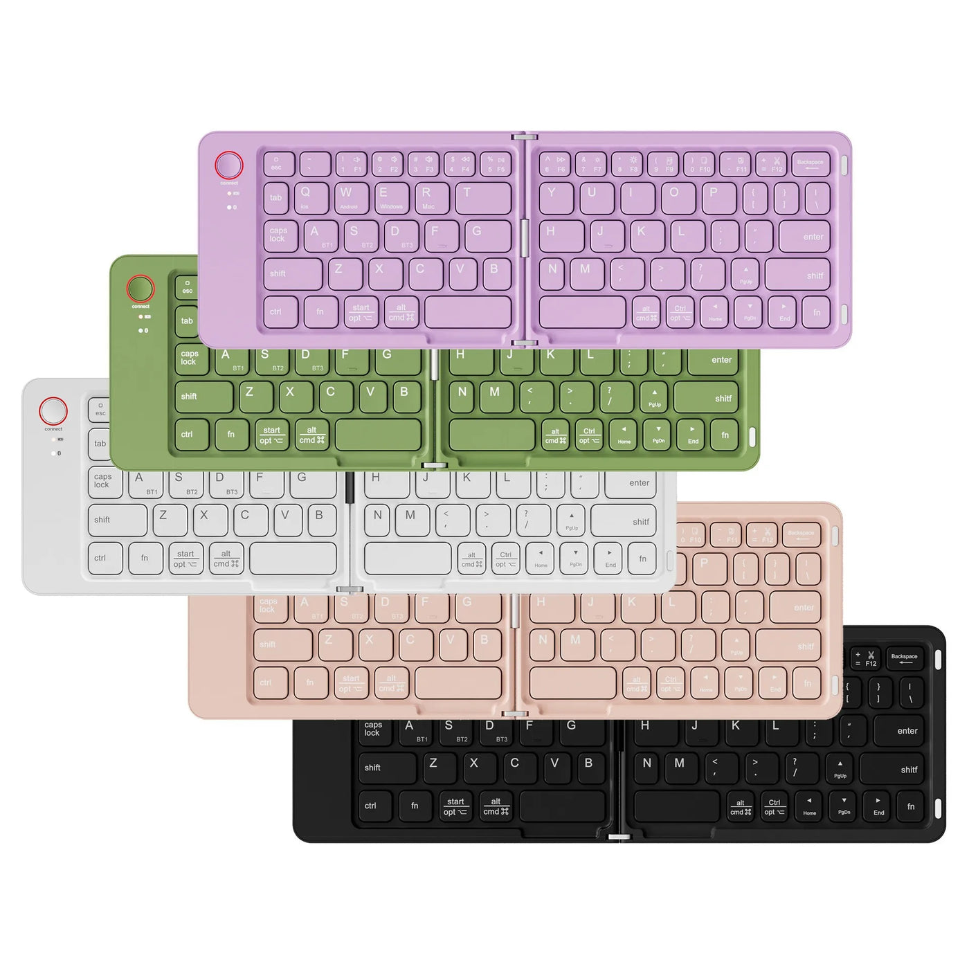 Double Folding Keyboard Mini Wireless Keyboard Foldable Dual Bluetooth Keyboard with Touchpad for Windows Android IOS iPad Phone