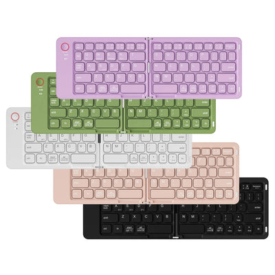 Double Folding Keyboard Mini Wireless Keyboard Foldable Dual Bluetooth Keyboard with Touchpad for Windows Android IOS iPad Phone