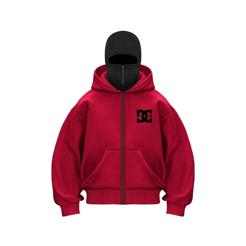 "2025 Men's Designer Clothing: Double-zipper hoodie, autumn and winter masked hip-hop Sweatshirt, Fitness and casual Hoodie.