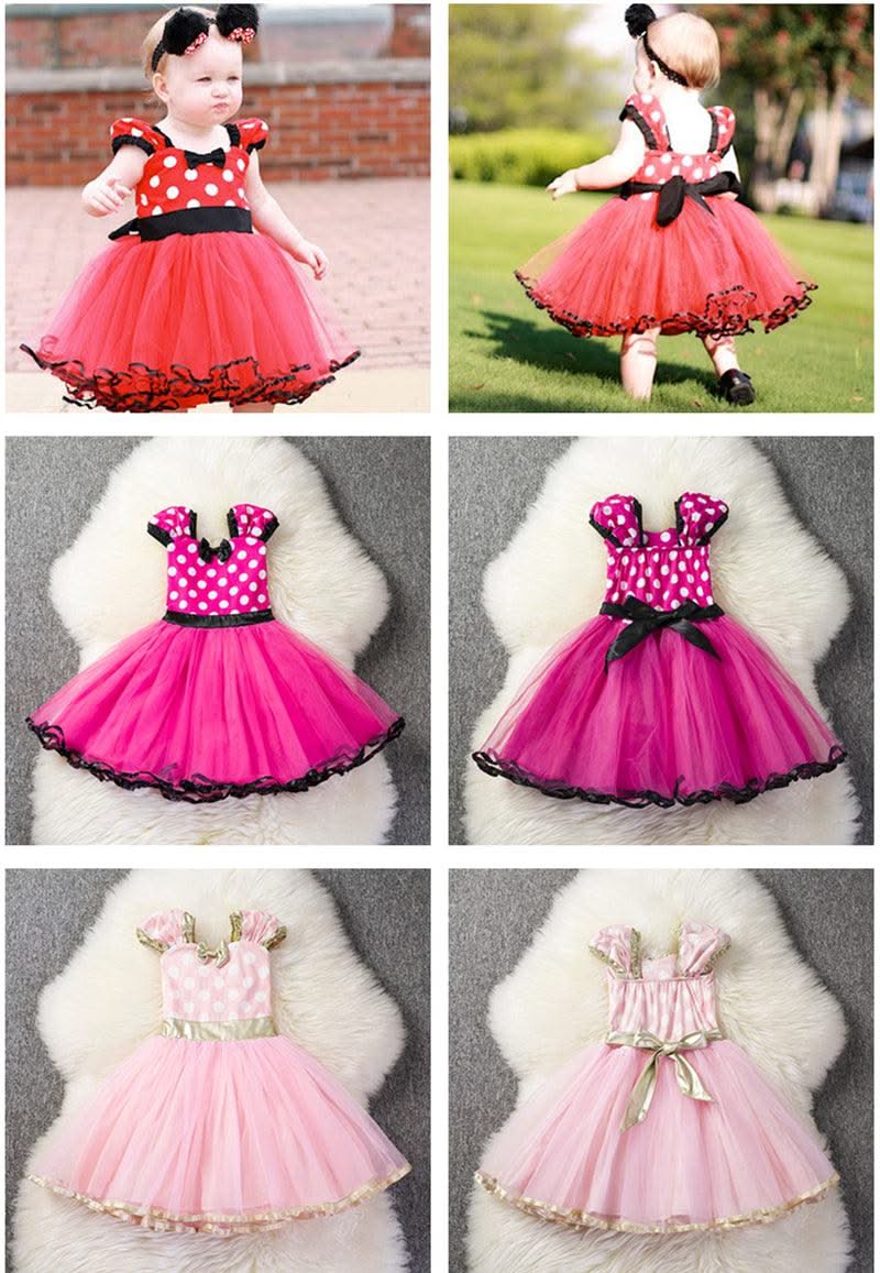 Cute Baby Girl Dress for 9M-4Yrs Children Summer Clothes Kids Minni Mouse Polka Dot Dress Girls Birthday Party Christmas Costume