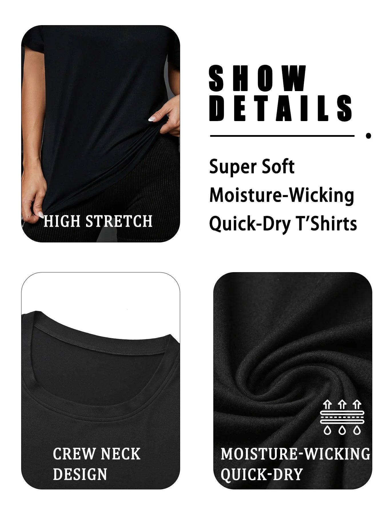 Women's Super Soft Crew Neck T'Shirts.Short Sleeve For Sports.Workout,Yoga,Running.Fitness & Outdoor Activities
