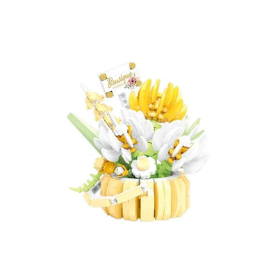 Garden Romantic Bricks DIY Potted Plants Model Bag Eternal Basket Bonsai Flower Succulents Building Blocks
