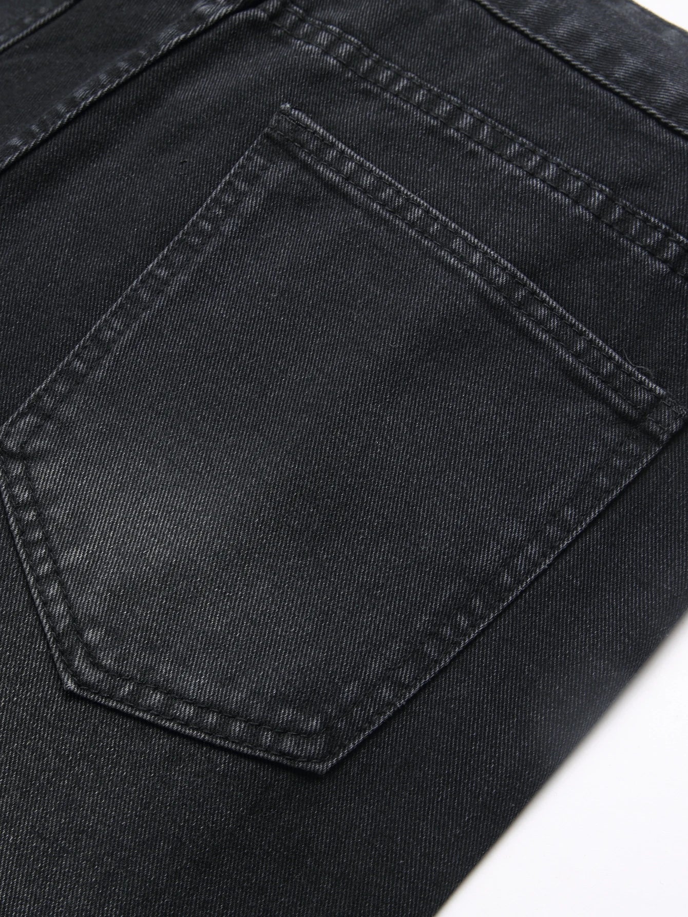 Men's Jeans Black High Street Fashion Embroidered Straight Leg Mid Rise Casual Denim Pants for All Seasons