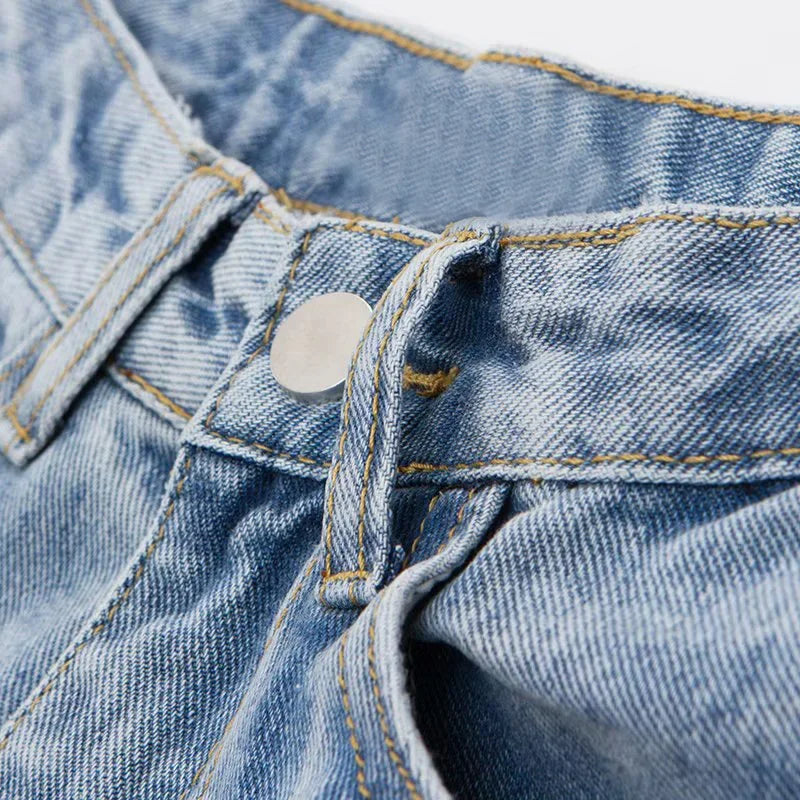 High-waist Plus-size Women Jeans Loose Small Person Straight Crotch Versatile Slimming Trousers Cotton Material