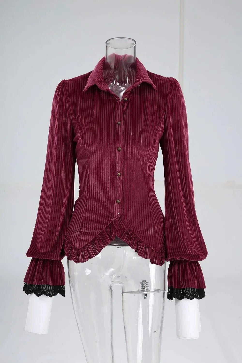 Gothic Blouse Ruffles Long Sleeves Punk Tops Women Autumn Streetwear Shirts