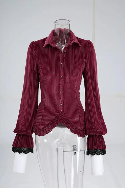 Gothic Blouse Ruffles Long Sleeves Punk Tops Women Autumn Streetwear Shirts