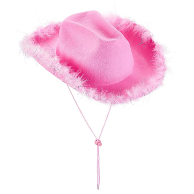 Women's Cowboy Hat, Adult Solid Color Furry Trim Wide Brim Hat Female Cap for Dating Party
