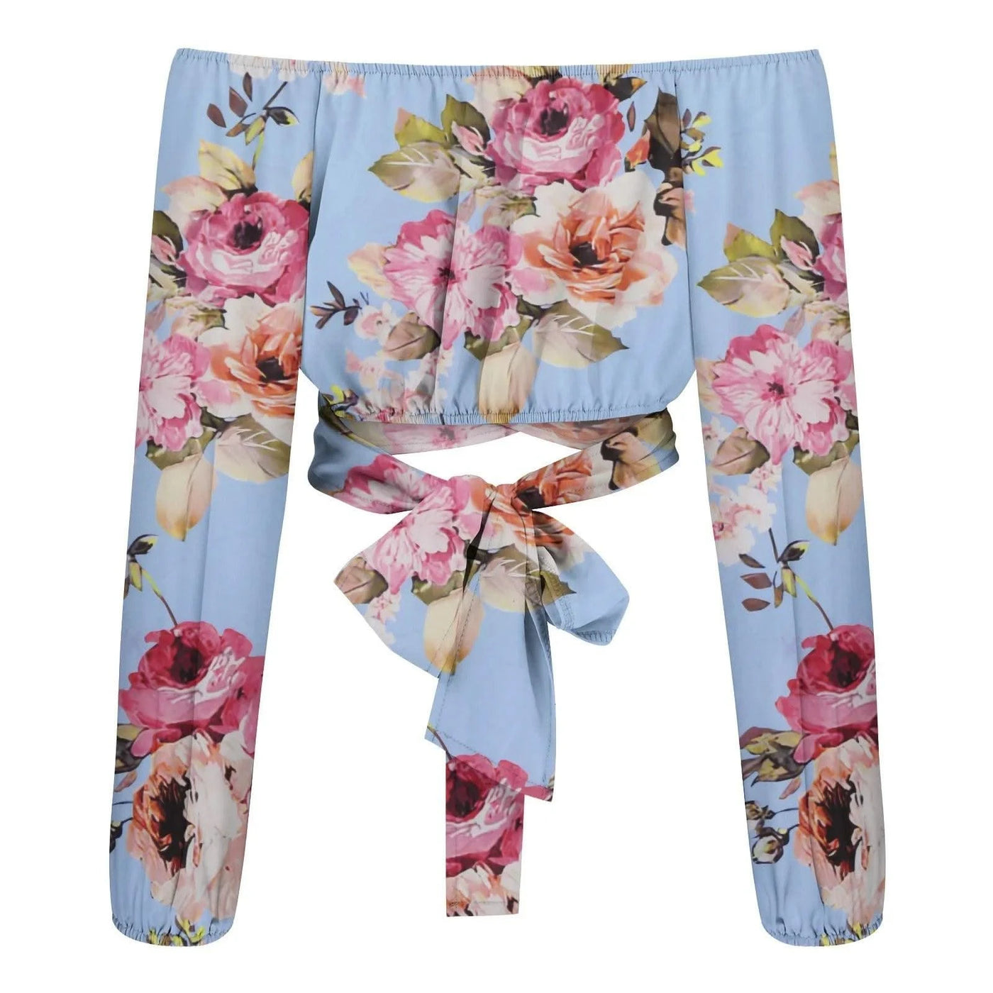 Women Sexy Off Shoulder Blouse Chic and Elegant Printing Lantern Long Sleeve