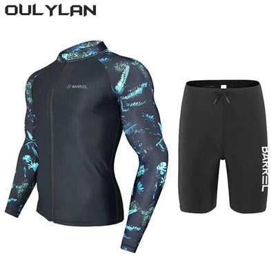 Long Sleeve Neoprene Wetsuit Women Rash Guards Swimwear Two-Piece Swimsuit Men Surfing Swimming Suit Beach Diving Bath Suit