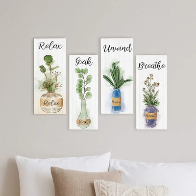 Wall Plate Wooden Floral Wall Art Handmade Rustic Style Plants Hanging Sign Decorative Wall Decor Paintings Home Decor