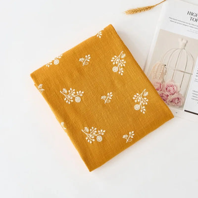 140x50cm Embroidered Slub Cotton Linen Fabric Clothing Sewing Fabric, Diy Women's Dress Forest Flower Cloth