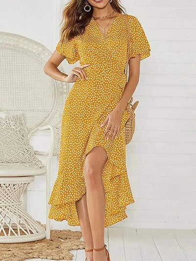 Summer Beach Maxi Dress Women Floral Print