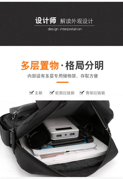 Men's High Capacity Hand Bags New Trendy Cool Men's Shoulder Bags Nylon Messenger Bags Travel Handbag Crossbody Bag Sling Bag
