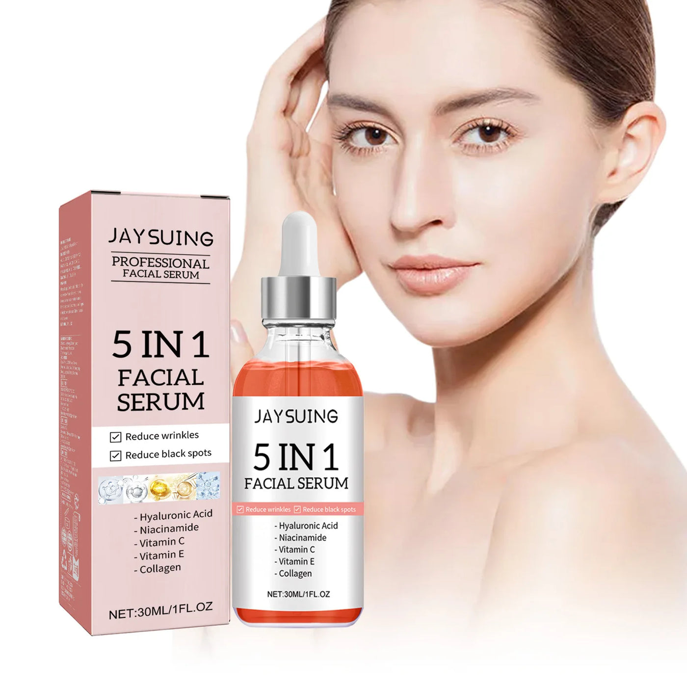 5 In 1 Fade fine lines Firming Face Serum Moisturizing brightning Vitamin C Hyaluronic Acid Facial Serum Shrink Pores Skin Care