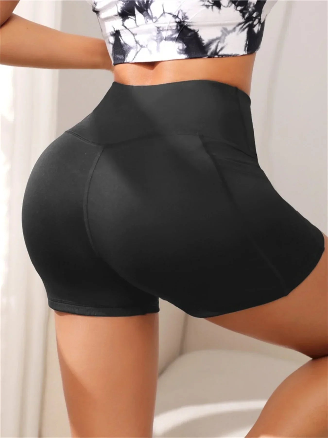 Women's High Cross Waist Biker Shorts Side Pockets Buttery Soft Comfy Criss Cross Running Yoga Athletic Short Pants