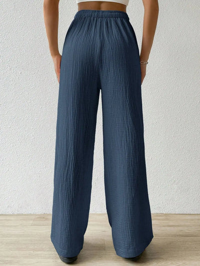 Wide Leg Floor Length Pants Women Drawstring Pant Loose Y2k Streetwear Capris Pockets Casual Sports Summer High Waist Basics
