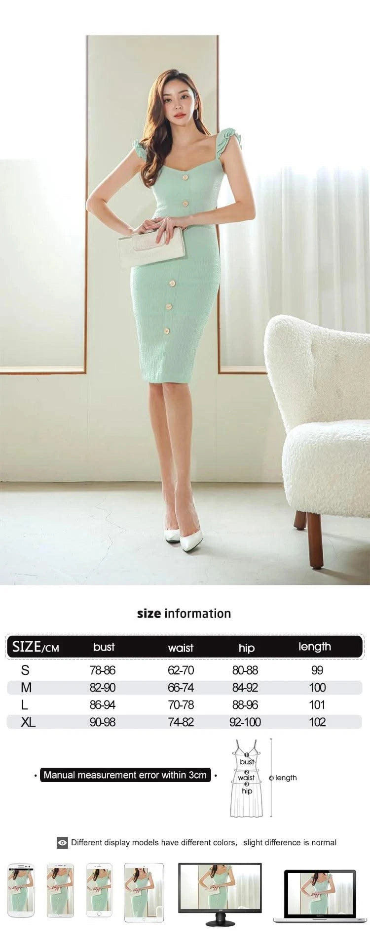 Knee-Length Strap Low Cut Slim Midi Dress For Women |  Elegant & Sexy | Party Vacation | Summer Dress for Girls & Ladies