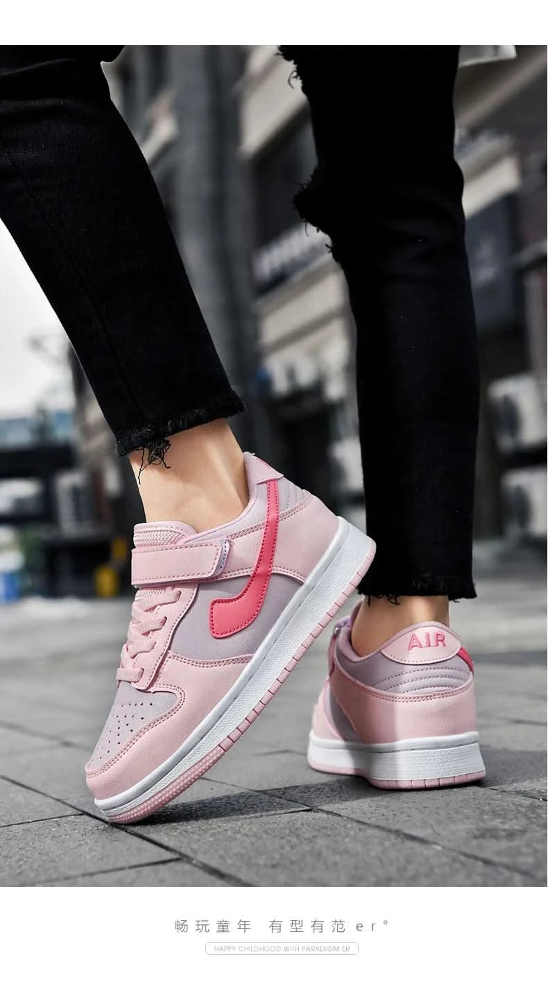 Boys' sports shoes 2025 new leather-covered waterproof children's casual shoes primary school trend non-slip board shoes