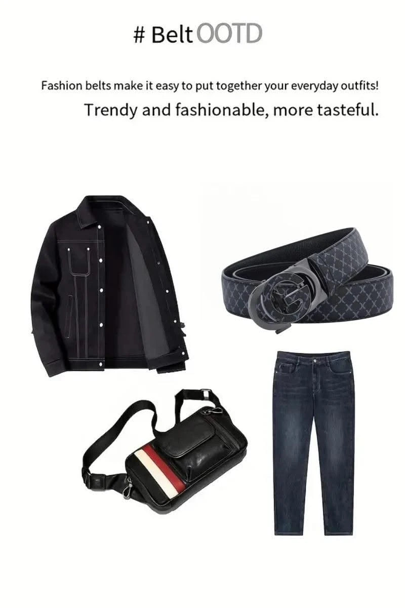 Men's Genuine Leather Belt With Automatic "G" Buckle - Fashionable Business Casual Style