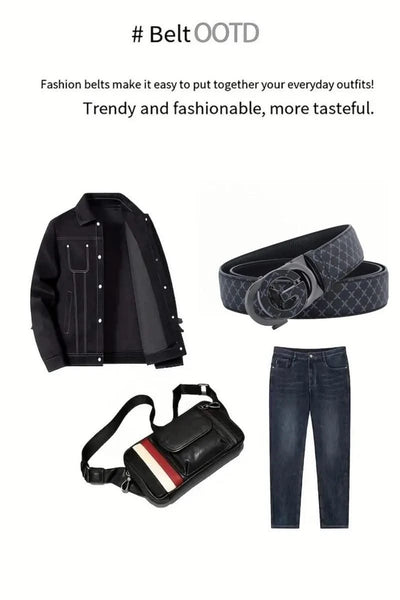 Men's Genuine Leather Belt With Automatic "G" Buckle - Fashionable Business Casual Style