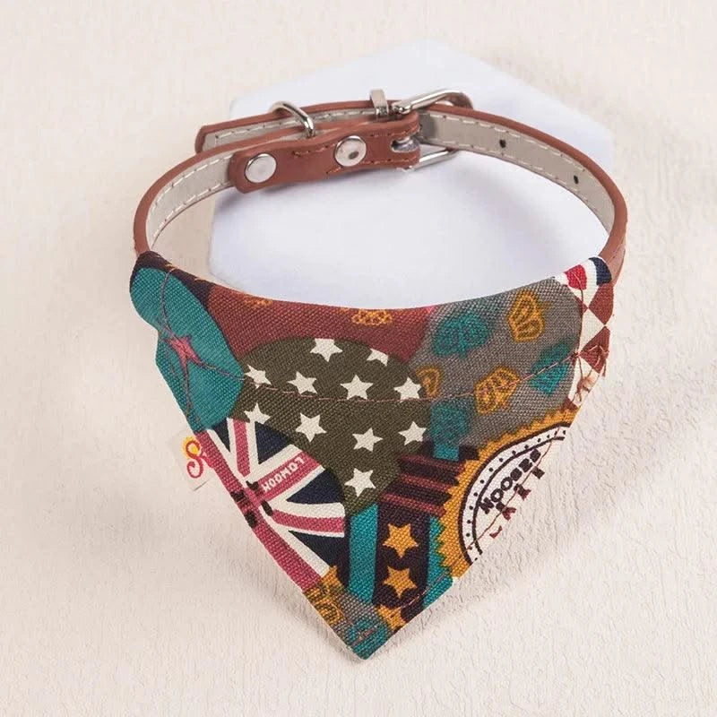 Pet  Collar Leather Scarf Adjustable