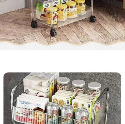Acrylic Trolley with Wheel Multilayer Transparent Storage Rack Living Room Snack Storages Shelf Bathroom Mobile Shelf Home Items