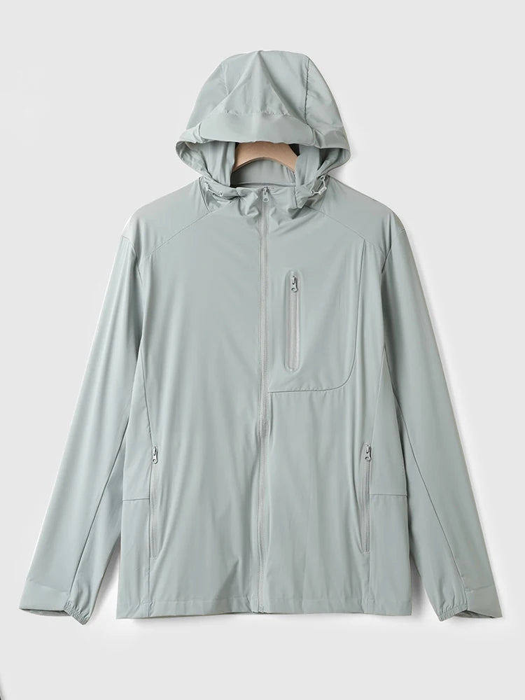 Men Summer Jacket UPF50+ UV Blocking Skin Coats Nylon/Spandex Breathable Quick Dry Light&Thin Sun Protection Hooded Windbreakers