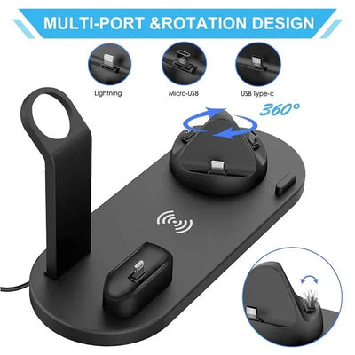 Universal Wireless Charging Station for iPhone 16, 15, 14, 13, 12, 11 Pro Max/Pro/Mini/Plus & for AirPods Pro 2 - Quick Charge