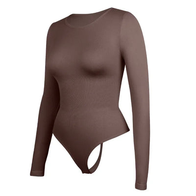 Women Full Body Shaper Long Sleeve Round Neck Shapewear Slimming Breathable Bodysuit Seamless Tummy Control Waist Trainer Corset