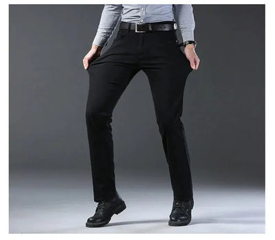 New Business Men's Jeans Casual Straight Stretch Fashion Classic Blue Black Work Denim Trousers Male Brand Clothing Mens Jeans