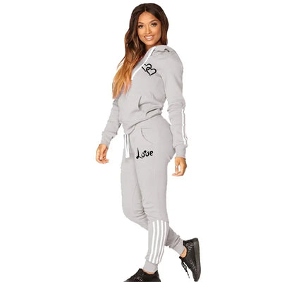 Fashion Women Track Suits Sports Wear Jogging Suits Ladies Hooded Tracksuit Set Clothes Hoodies+Sweatpants Sweat Suits